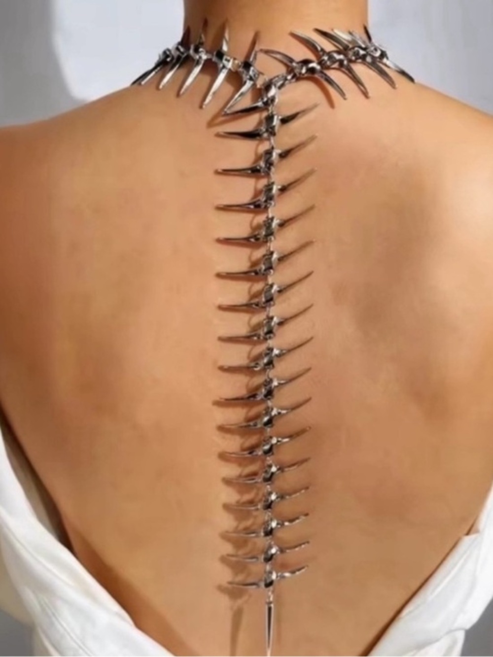 Modern Spine Silver Necklace spike spiky